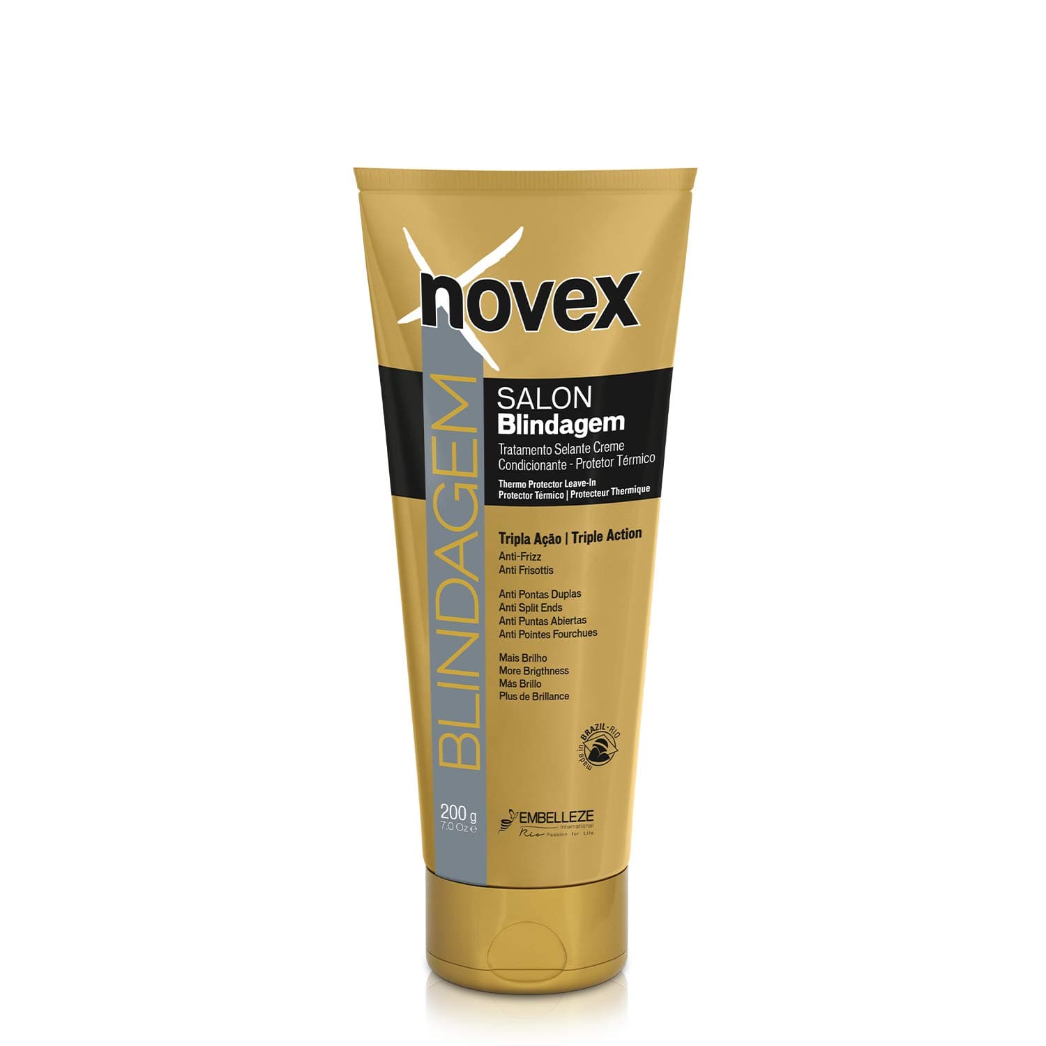 NOVEX Blindagem Thermal Protector Leave In - Heat Protectant - Smoothes the Hair by Controlling Excessive Frizz- Reconstructs the Hair Fiber - Long Lasting Effect – (200g/7.0oz)