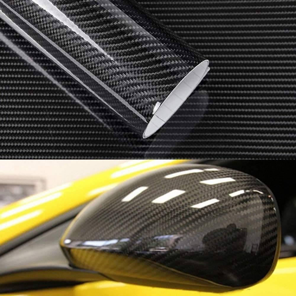 6FT x 5FT Premium 5D HIGH GLOSS Black Carbon Fiber Vinyl Wrap Bubble Free Air Release 72" X 60"