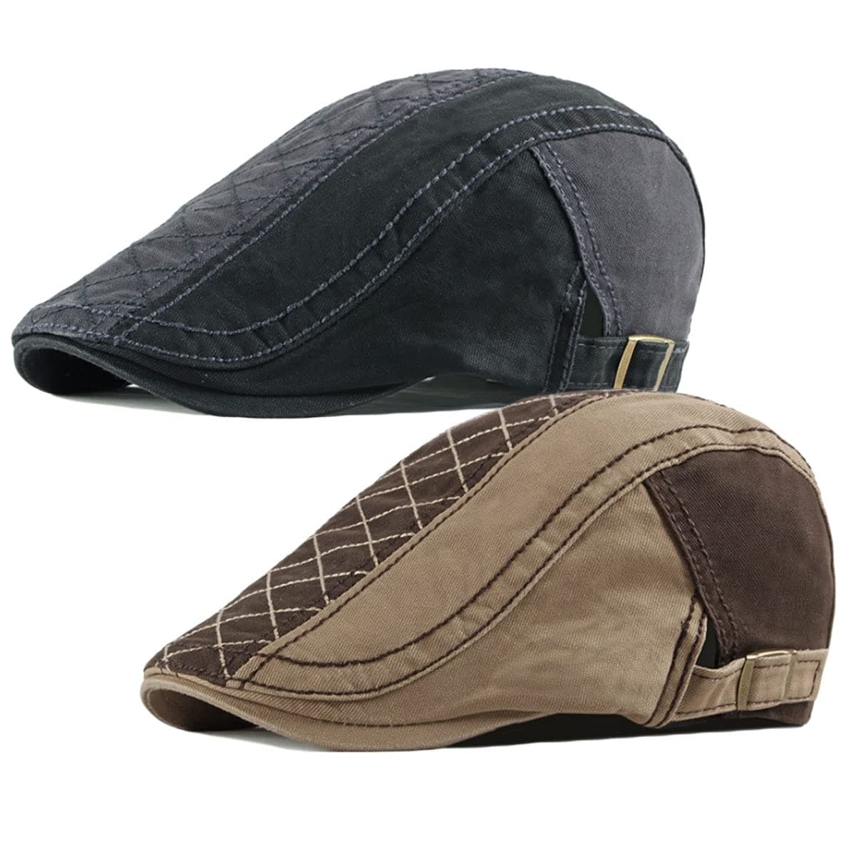2 Pack Men's Cotton Flat Cap Ivy Gatsby Newsboy Hat
