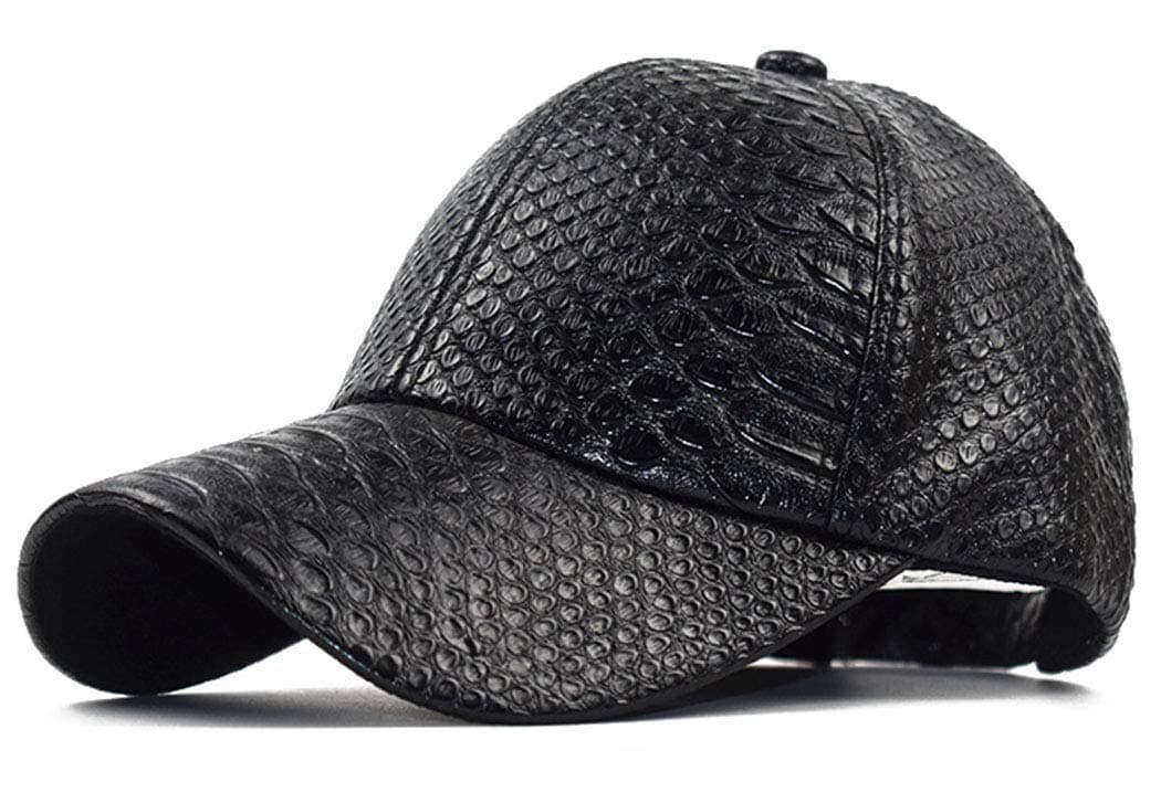Snakeskin-Leather Baseball-Cap Unisex Casual-Dad-Hat Adjustable Snapback for Women Men