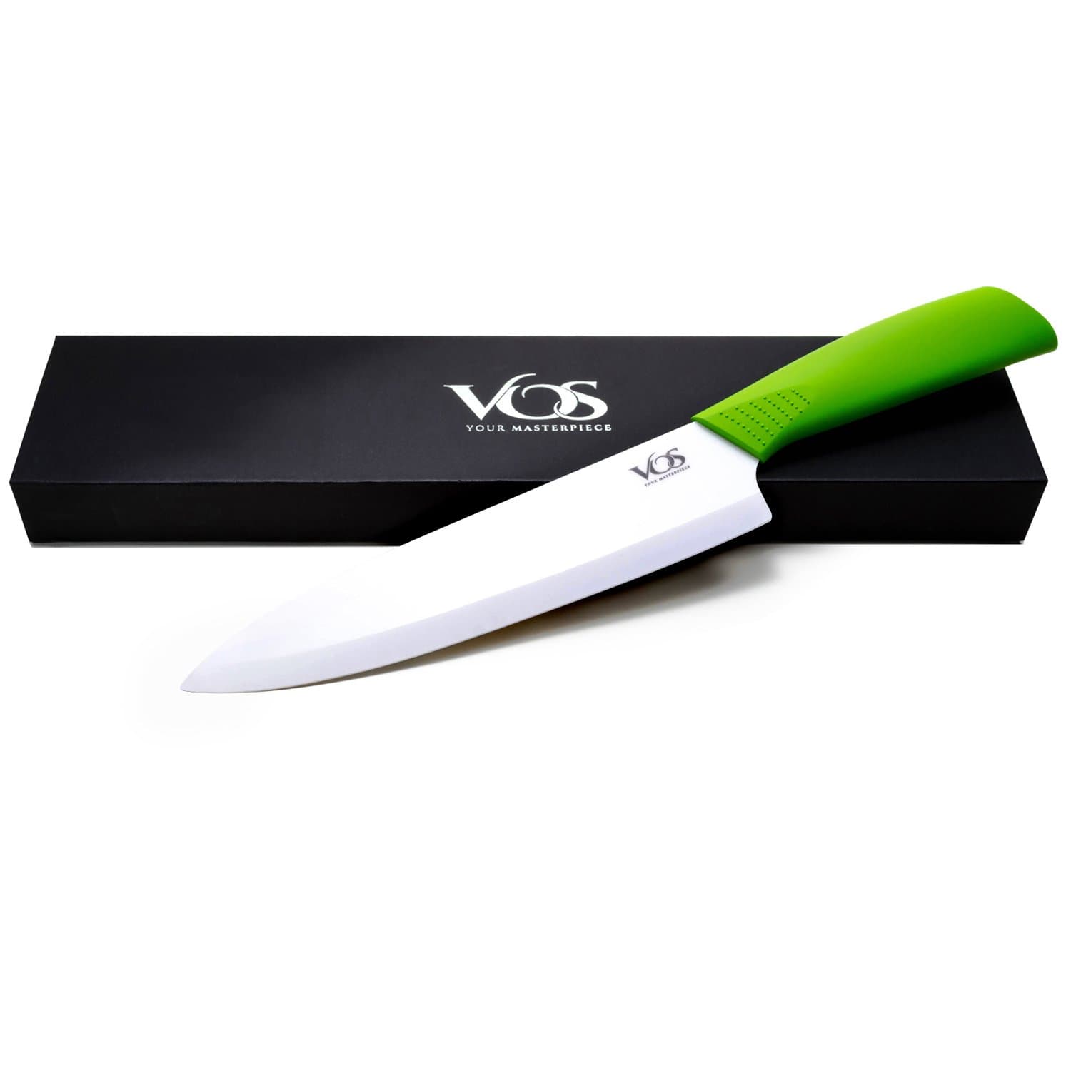 Ceramic Chef Knife 8 Inch with Protective Cover – Zirconia Ceramic Blade for Food Preparation – Lightweight Kitchen Knife (Green)