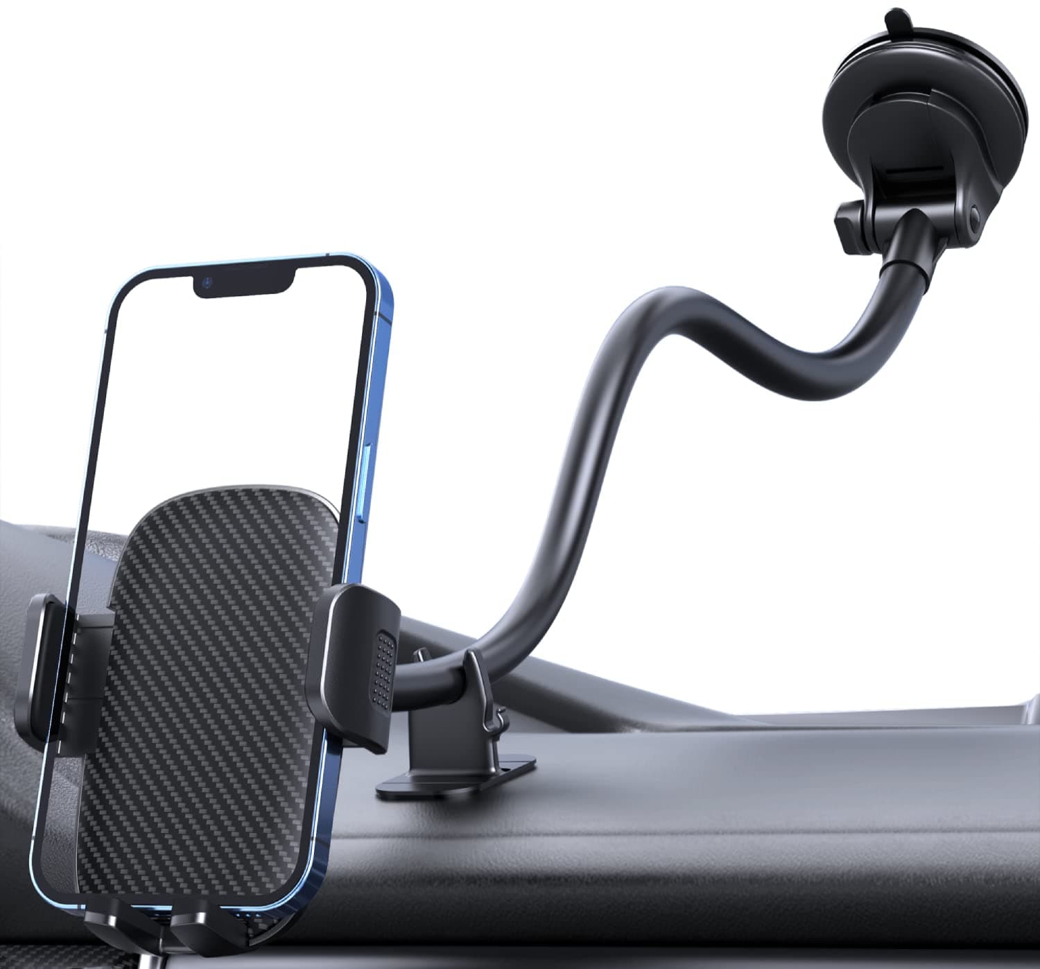 Phone Holder - 14-Inch Long Arm Windshield Car Cell Phone Holder Anti-Shake Stabilizer Automobile Mount for iPhone Android Smartphones