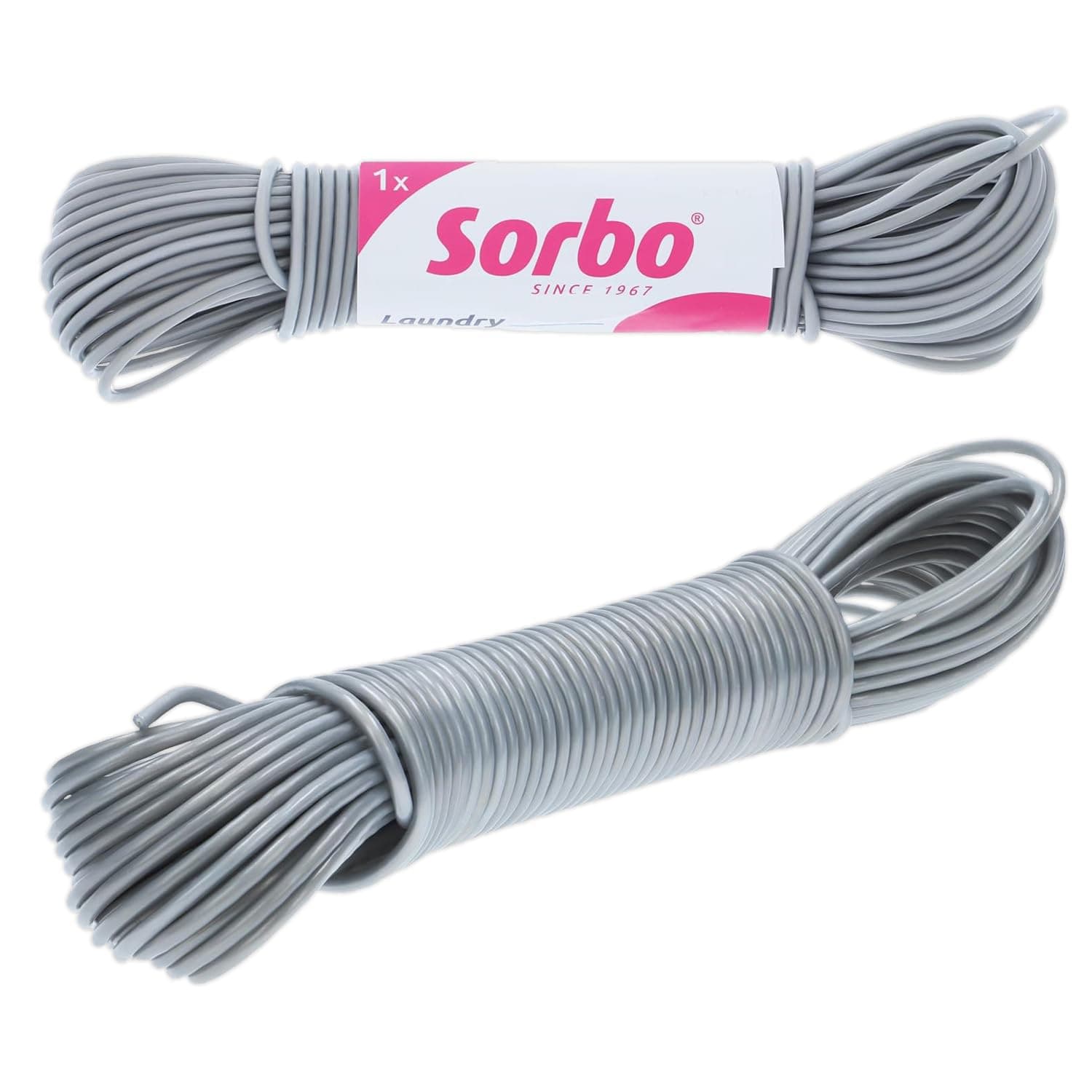 Sorbo Steel Core Clothes Line, 20 metre length washing line, heavy duty core with a flexible costing for non-Slip ease of use, Easy to use with either rotary or traditional washing lines