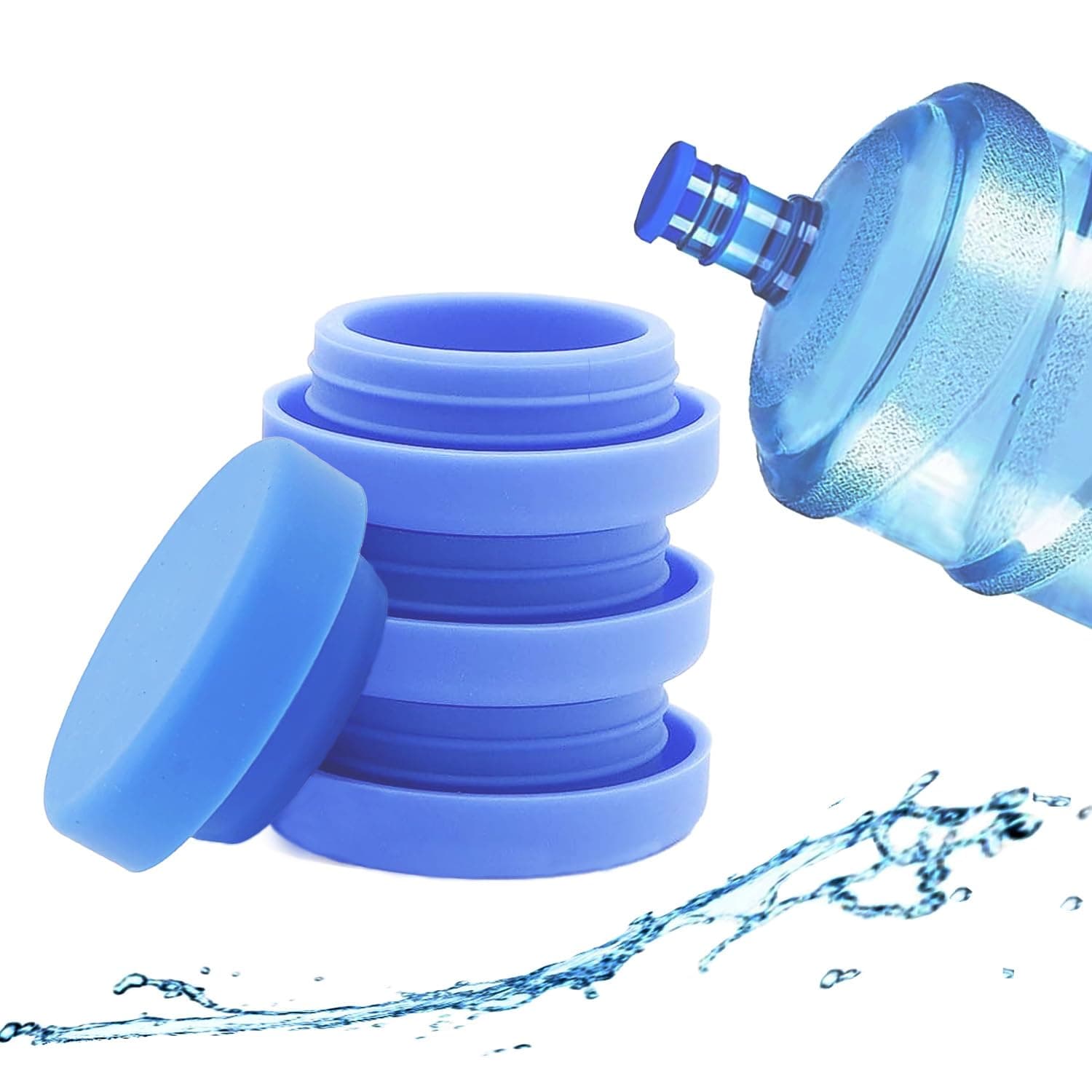 5 Gallon Water Jug Caps Reusable, Fit 55mm bottle openings, Anti-Splash, No-Spill, Leak Proof and Air Tight, 4 Pack