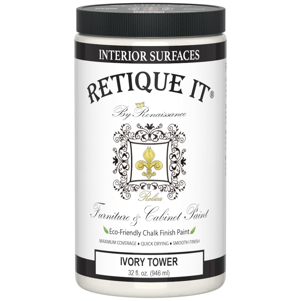 Retique It Chalk Furniture Acrylic Paint by Renaissance DIY, 32 oz (Quart), 32 Fl Oz, White