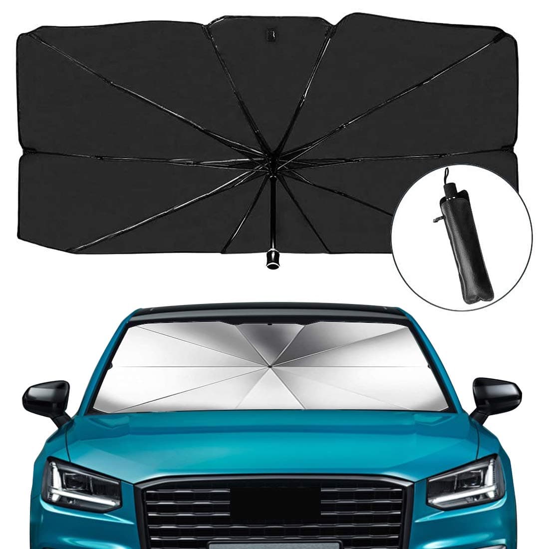 OLOEY Sunshade Umbrella for Car, Foldable Windshield Sun Shade UV Resistant and Sun Visor Heat Preventor (49x25.5 Inches)