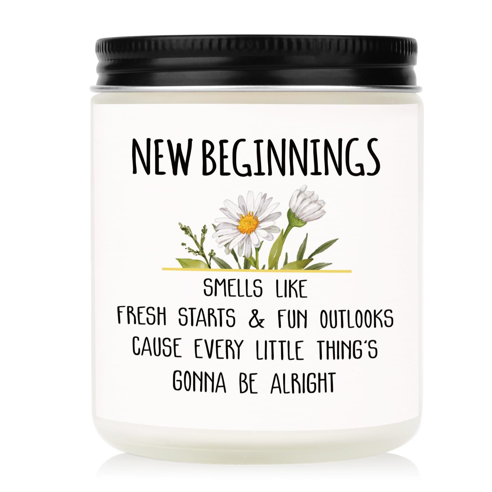 New Beginnings Candle, New Job/Home Gifts, Good Luck Gift, Leaving Gifts for Colleagues Women Men, Divorce/Inspirational/Motivational Gift, Handmade Lavender Scented Soy Wax Candle 7oz