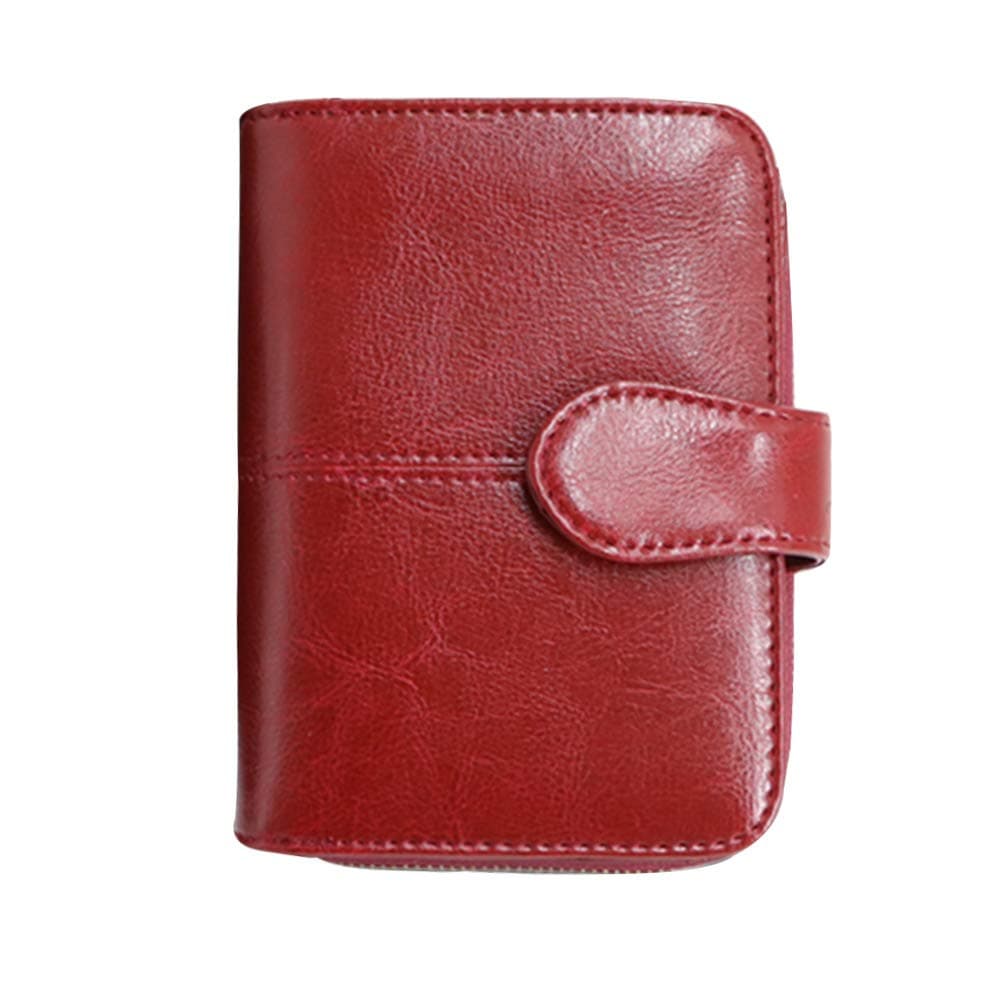Ladies Leather Purse RFID Blocking BTNEEU Womens Wallets with Coin Pocket and ID Window, Leather Card Holder Women with 19 Credit Card Slots, Medium Purse for Women with Zipper Pocket (Red)