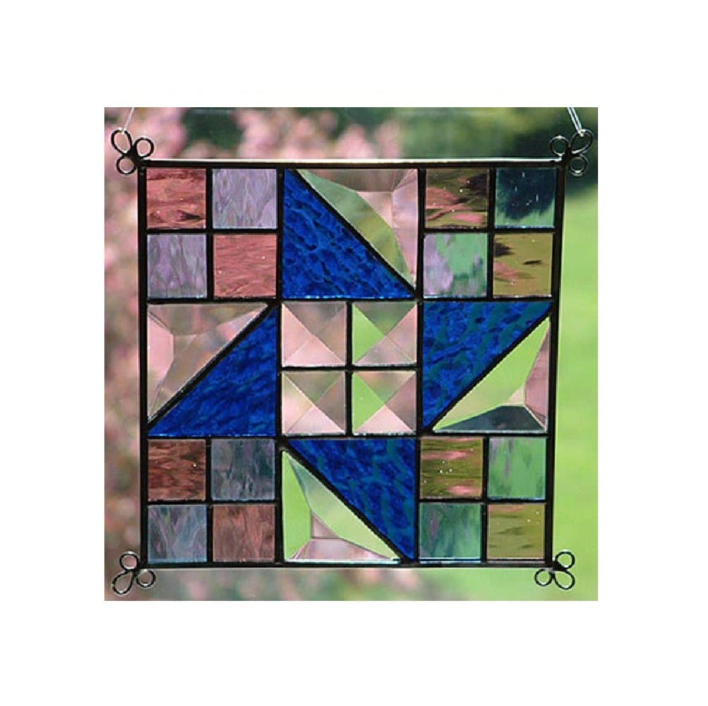 Water Wheel Quilt Suncatcher 6" Stained Glass Panel 629