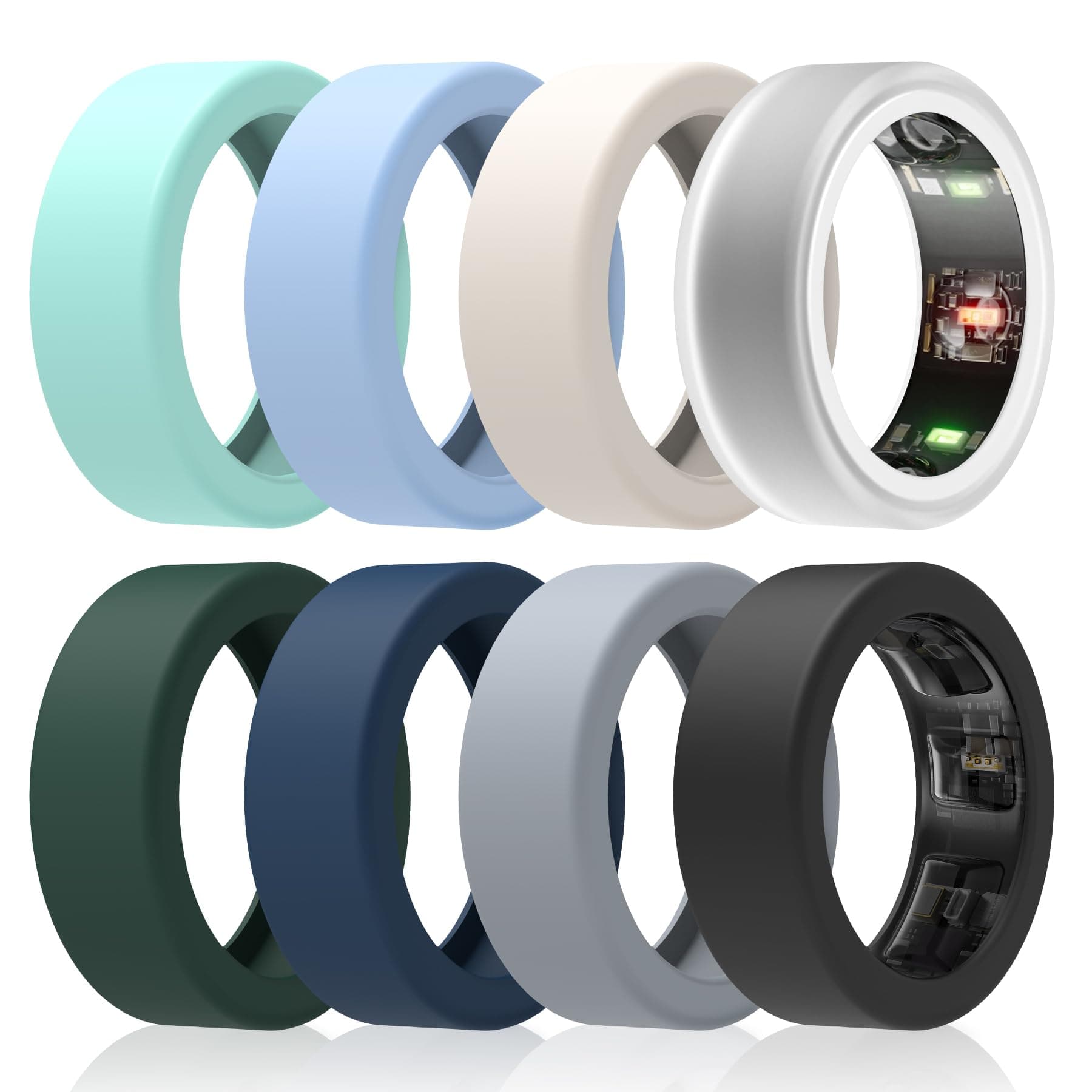 SZJCLTD 8 Pack Ring Covers for Oura & Galaxy Rings, Anti-Scratch Elastic Silicone Covers for Working Out Gym