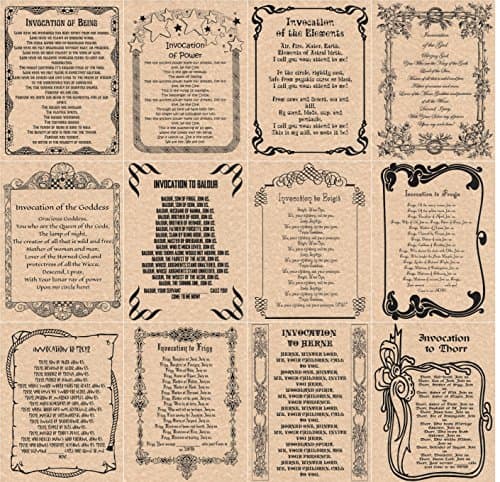 Book of Shadows Spells Pages, 12 Invocations, Wicca, Witchcraft (Copper)