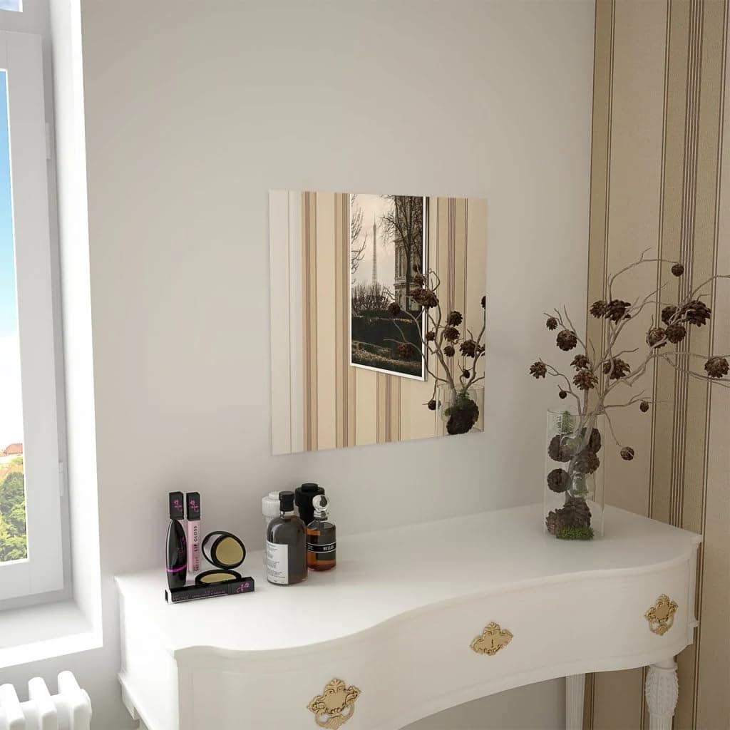 vidaXL Wall Mirror 50x50cm Square Glass Bedroom Vanity Makeup Dressing Decor