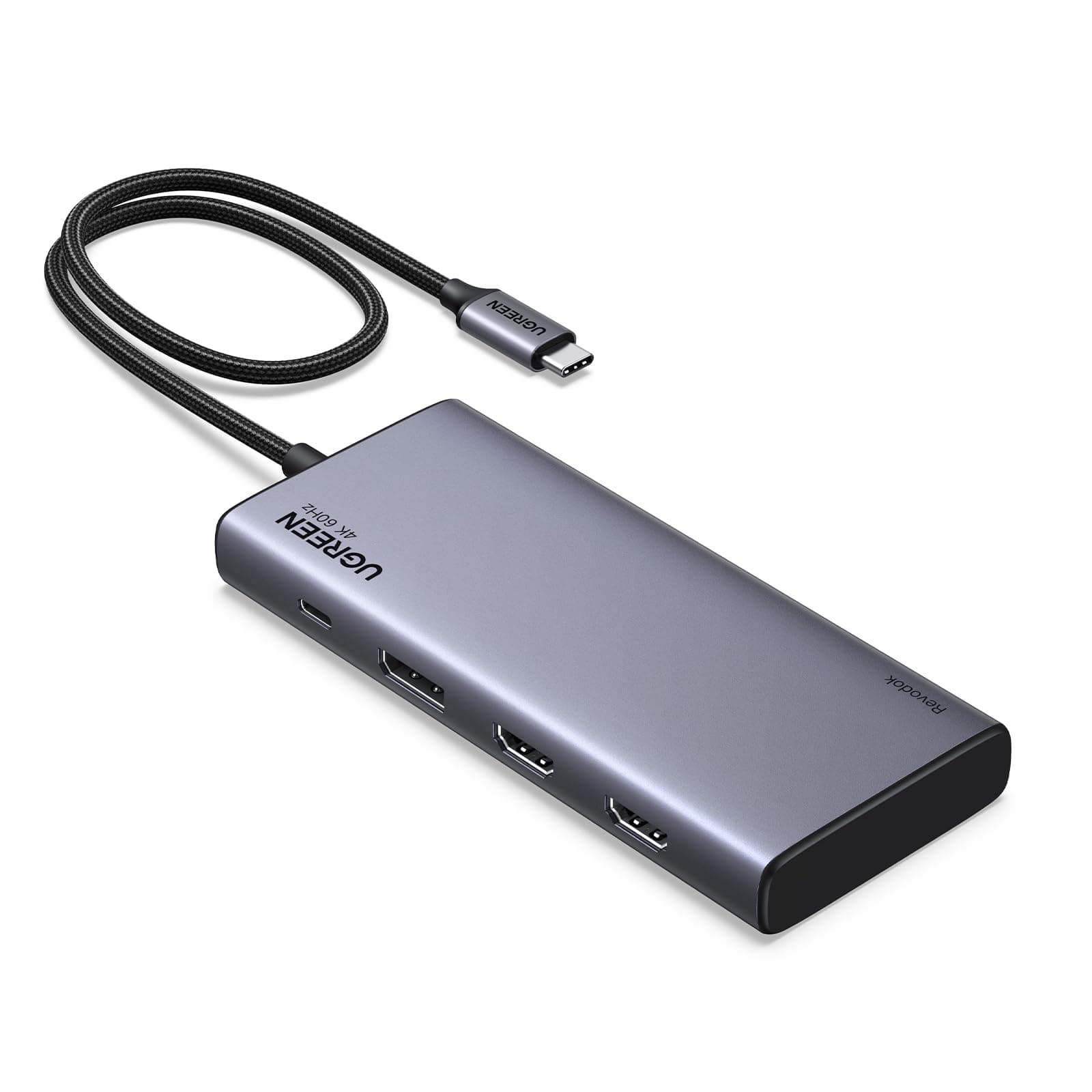 UGREEN Revodok USB-C Hub, Docking Station, 3 Screen Outputs, 2 HDMI + DP, Maximum 4K@60Hz, Output 10Gbps, USB C & A, High Speed Data Transfer Port, PD3.0, 100W Rapid Charging, Compatible with Laptops, Tablets, Smartphones, MacBooks, iMac, Galaxy, Dell, Oculus, Lenovo, and More