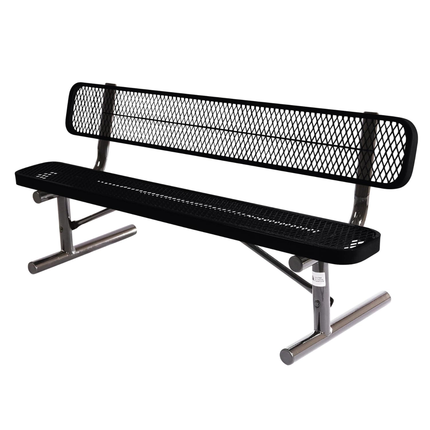 - COATEDOUTDOORFURNITURE Coated Outdoor Furniture Heavy-Duty Portable Outdoor Bench Thermoplastic Coated, Expanded Metal, Commercial-Grade Seating, Made in America (Portable with Back, 6 Ft, Black)
