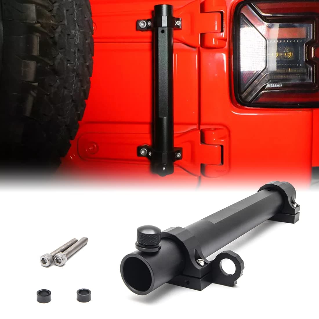 Antenna Flag Pole Tailgate Hinge Flagpole Holder Multi-Function Single Flag & Antenna Holder Compatible for Jeep Wangler JK JL 2007-2021 (Black)