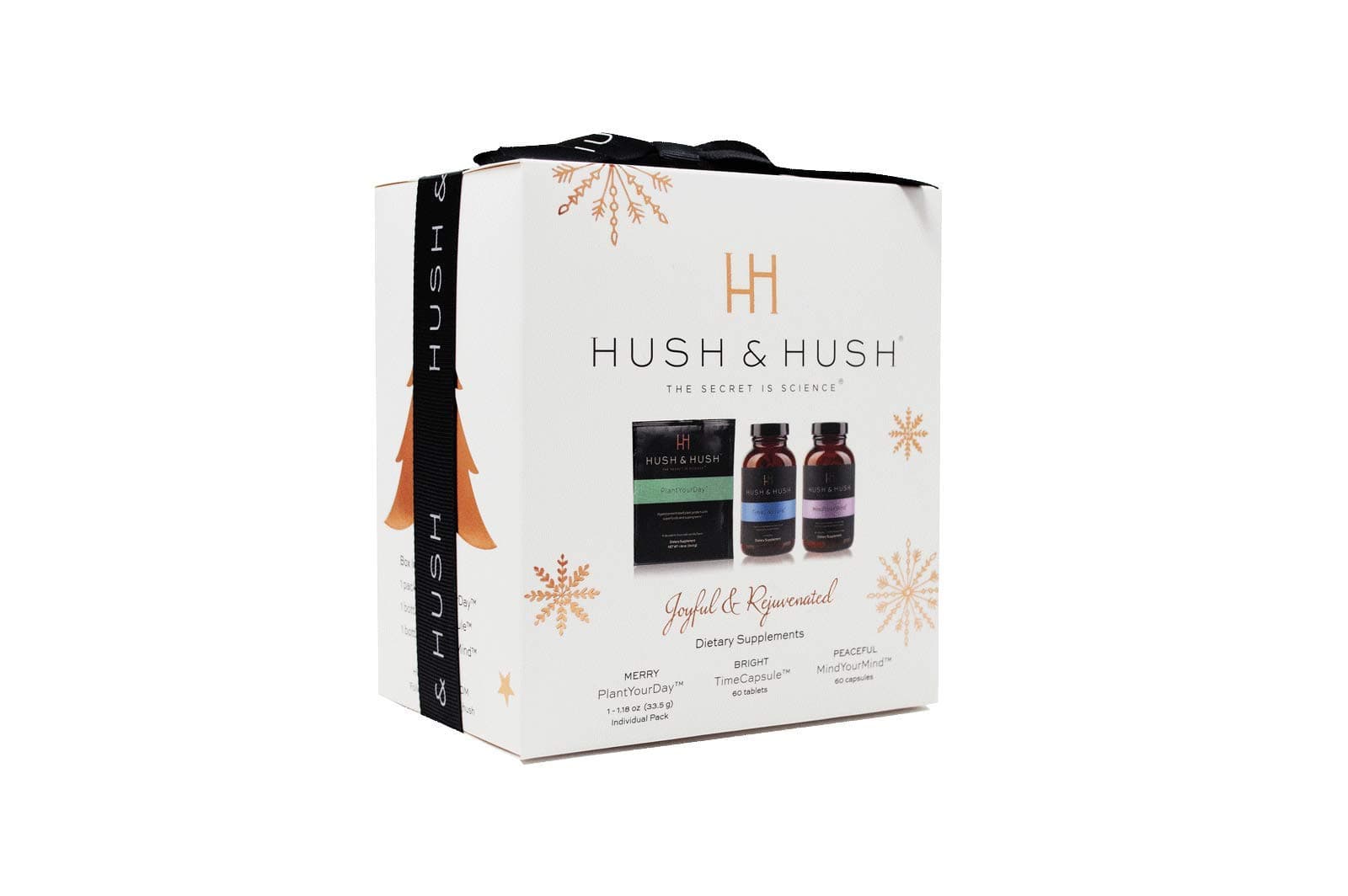 Hush & Hush Holiday Beauty Supplement Gift Set - Featuring PlantYourDay, TimeCapsule and MindYourMind