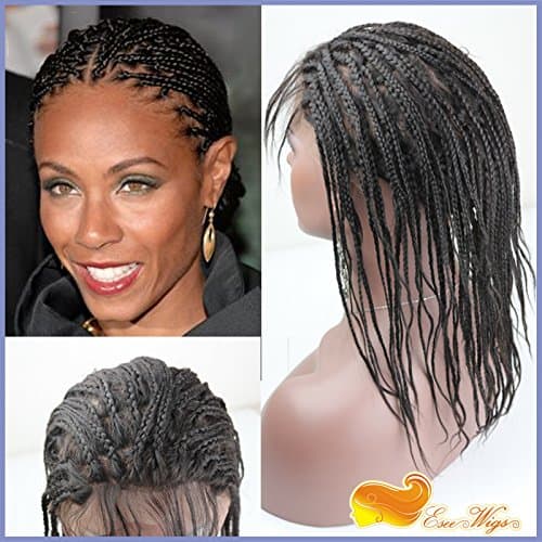 Braided Wigs for Black Women Brazilian Virgin Human Hair Full Braid Lace Wigs Natural Black Color