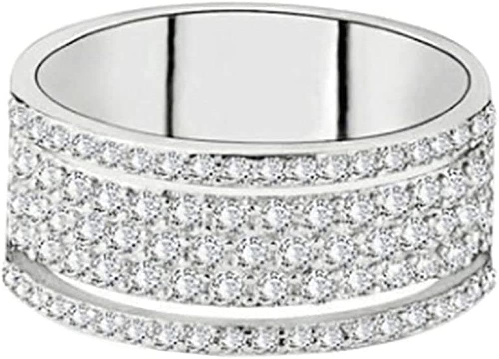 SUKKCCNO925 Sterling Silver Rings Cubic Zirconia Eternity Engagement Wedding Bands Wedding Rings for Women Anniversary Eternity Bands 3 Band Width Rings CZ Engagement Bridal