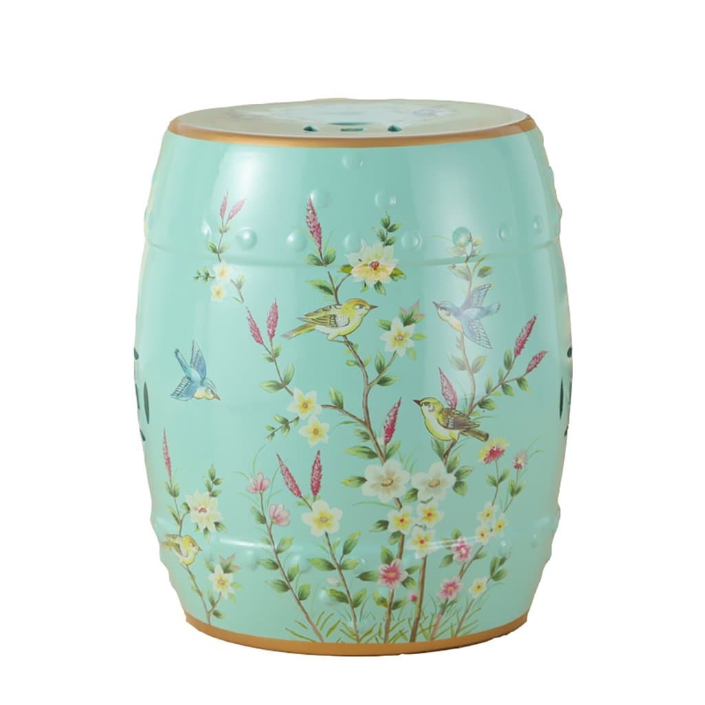 SJB New Classical Dressing Stool Chinese Style Change Shoes bench Round Small Stool Hand-painted Flowers And Ceramic Drum Stool Antique Benches (26 * 38cm) (Color : #4)