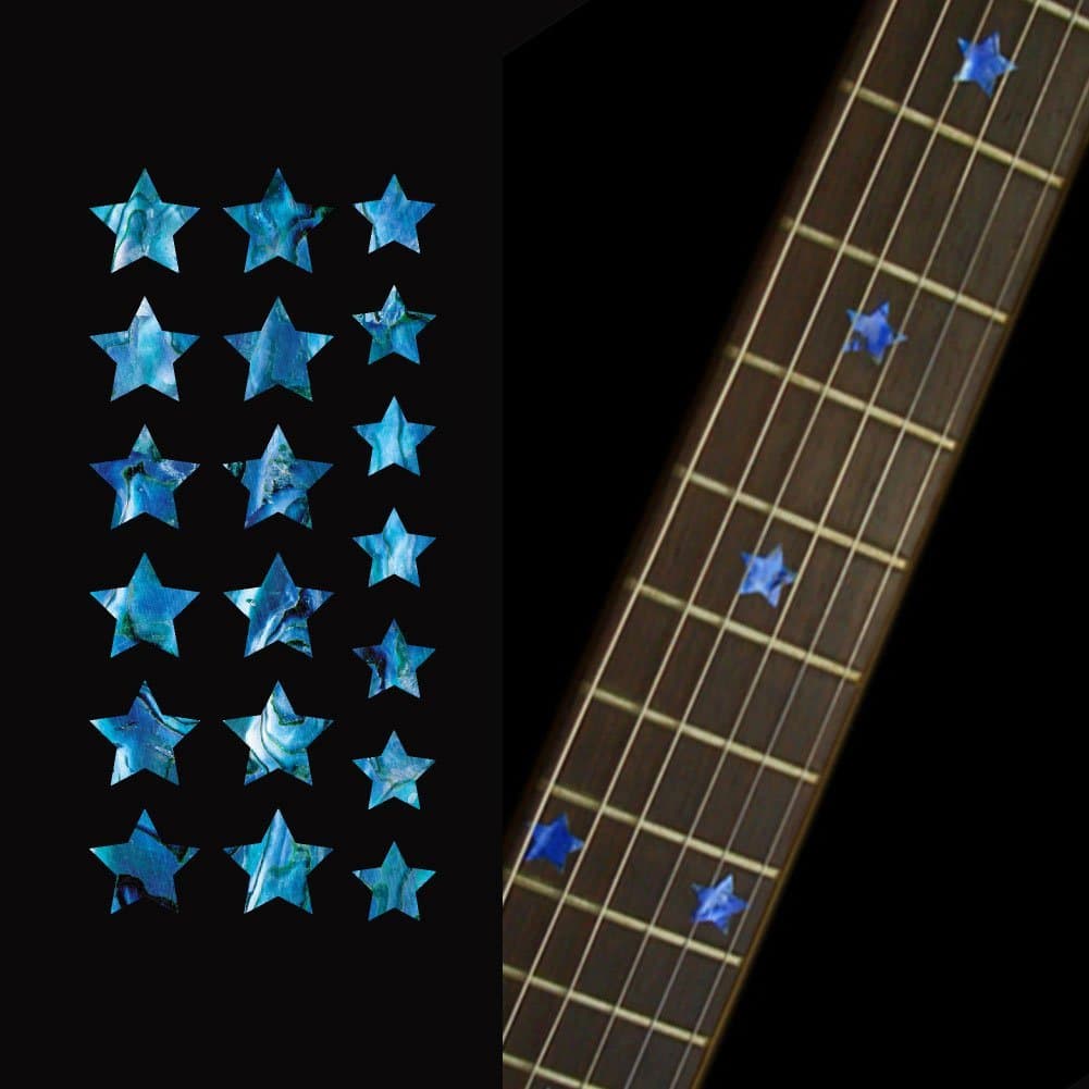 Fretboard Markers Inlay Stickers Decals for Guitar & Bass - Stars - Abalone Blue