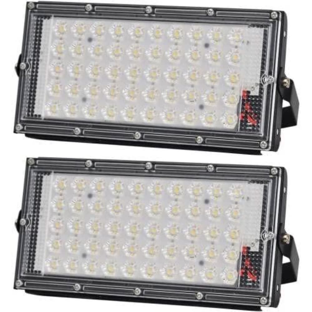 SPARK WORLD 50 WATT Waterproof Landscape Crystal Glass Outdoor/Indoor IP65 LED Flood Light White (Pack of 2)
