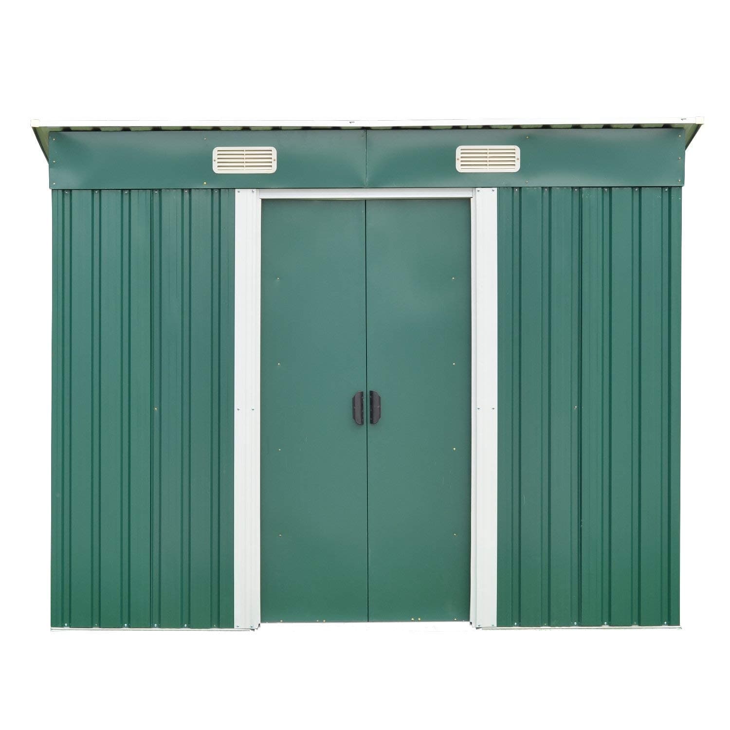 Peach Tree 6' x 4' Outdoor Backyard Metal Garden Utility Storage Shed Heavy Duty Tool House W/Sliding Door (Green)