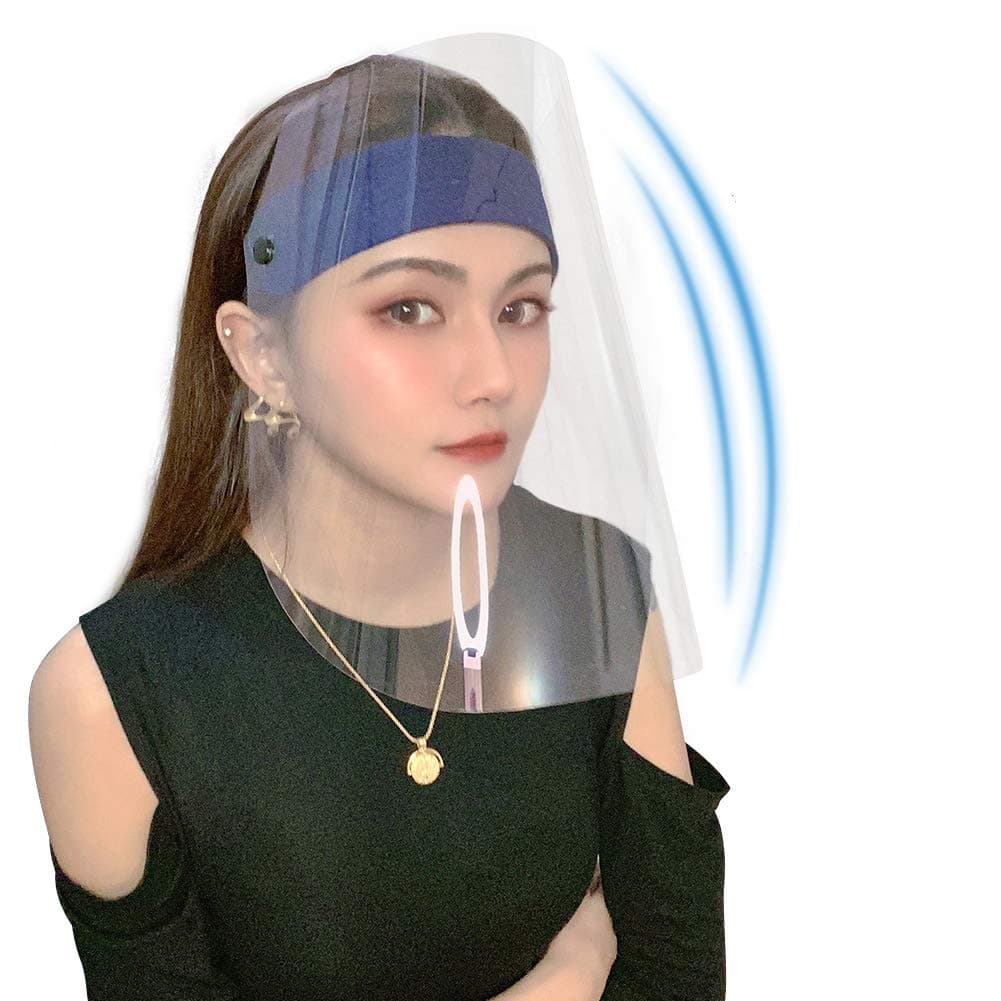 Safety Face Shield Full Face Protective Visor, Reusable Transparent Protective Facial Cover for Dirty Things, Windproof Sand Blue(Tear off the anti-scratch film on both side before use)