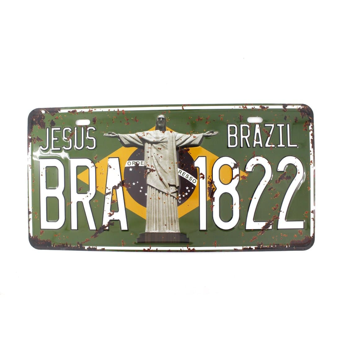 6x12 Inches Vintage Feel Home,bathroom,shop and Bar Wall Decor Souvenir Metal Tin Sign Poster Plaque (JESUS BRAZIL)