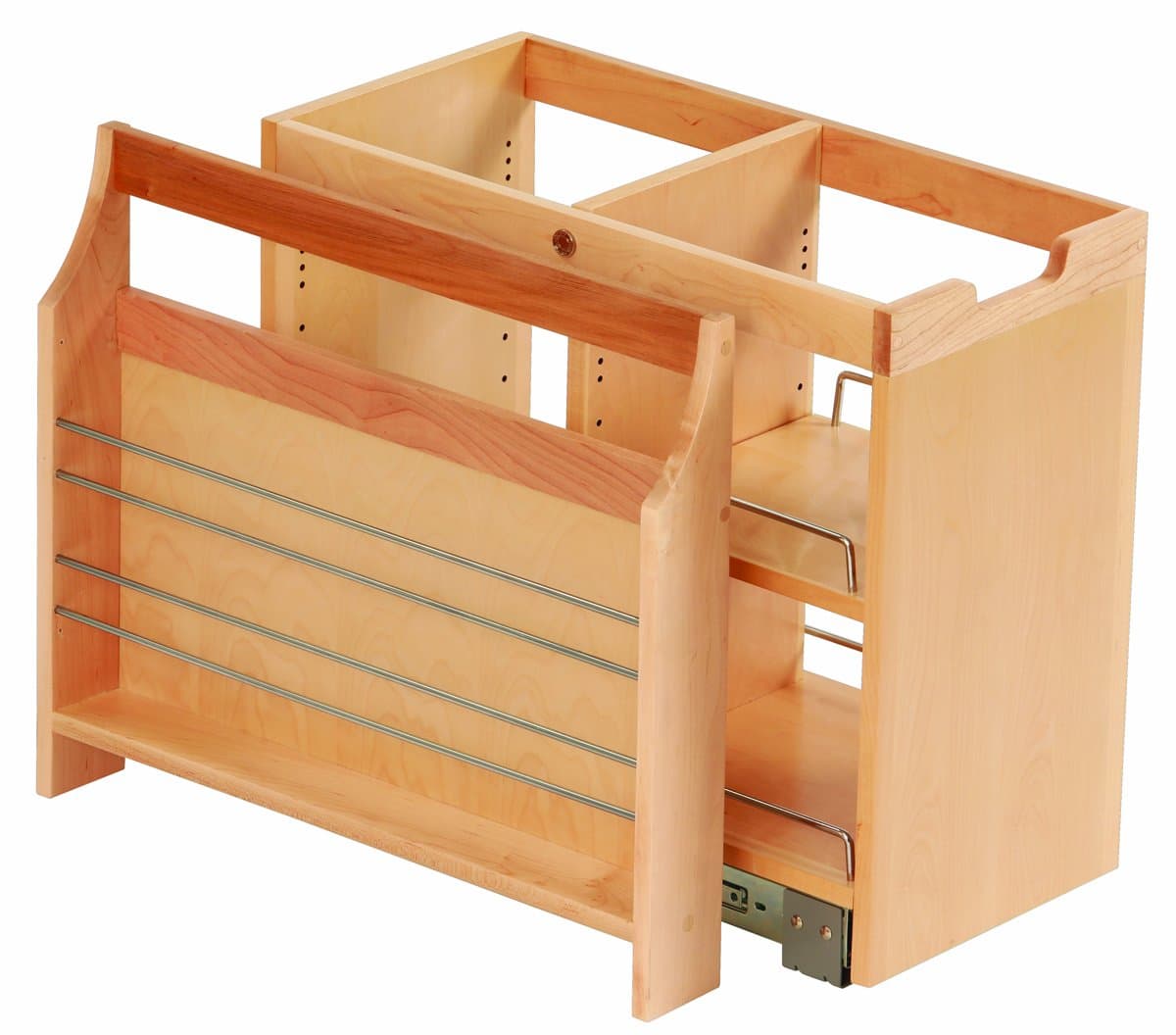 FindIT Kitchen Storage Organization Base Cabinet Pullout with Slide, Side Caddy and Shelf