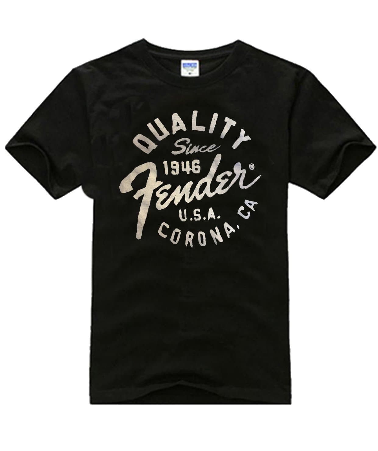 Fender Guitars Quality Since 1946 Adult T-Shirt in Black (X-Large)