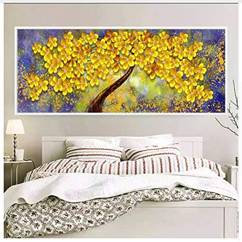 DIY 5D Diamond Embroidery Oil Painting Series Diamond Painting Cross Stitch Yellow Tree Rocking Money Tree Home Decor,120X50cm