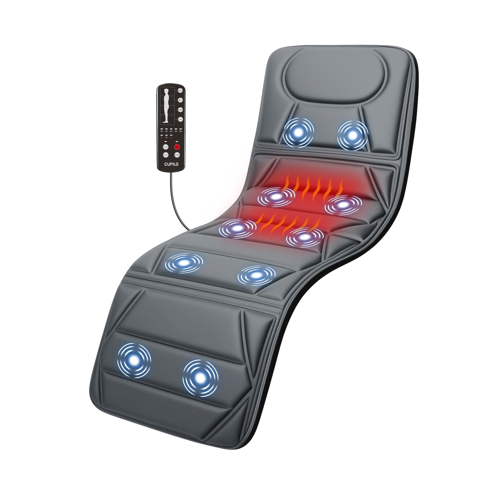 Full Body Massage Mat, Massage Pad with 10 Vibrating Motors for Pain Relief, Back Massager with Heat, Full Body Massage for Back, Lumbar,Leg, Gifts for Men Women, Long 67"