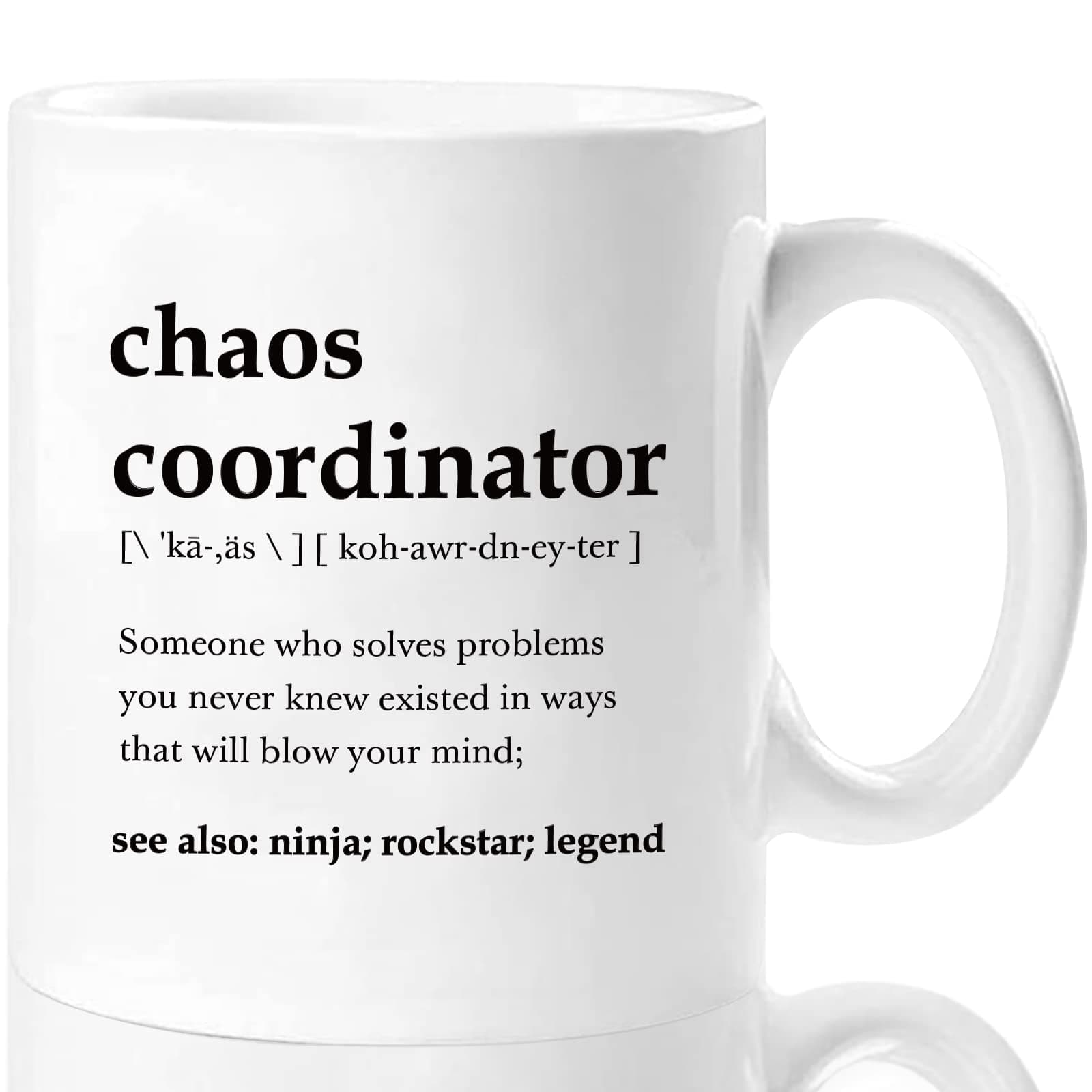 Shqiueos Chaos Coordinator Mug 11 Oz - Teacher Appreciation, Nurse, Thank You for Coworkers, Boss, Secretary, Manager - Boss Day, Mother's Day, Mom Birthday