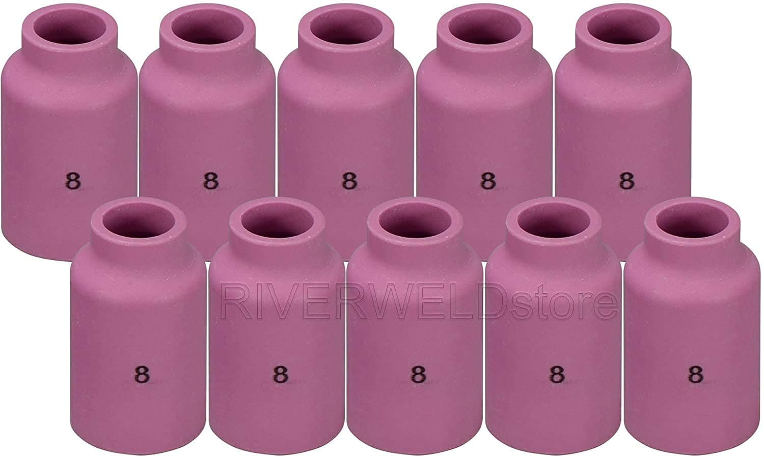 RIVERWELD TIG Gas Lens Alumina Nozzles Ceramic Cups Large Diameter 54N14 8# 1/2" 12.5mm for DB PTA SR WP 17 18 26 TIG Welding Torch Pack of 10