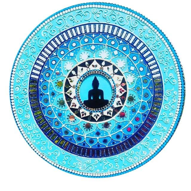 Handcrafted Buddha Mandala Wall Art with Mirror Mosaic
