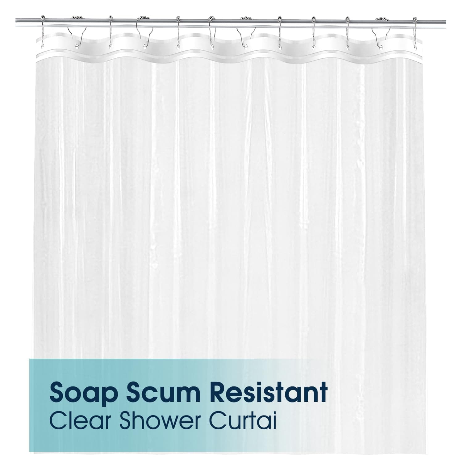 Shower Curtain Plastic Water Resistent PEVA Heavy Weight Thick Bathroom Clear Curtain, Minimalist Home Bathroom Curtain Décor 72x72 Inches