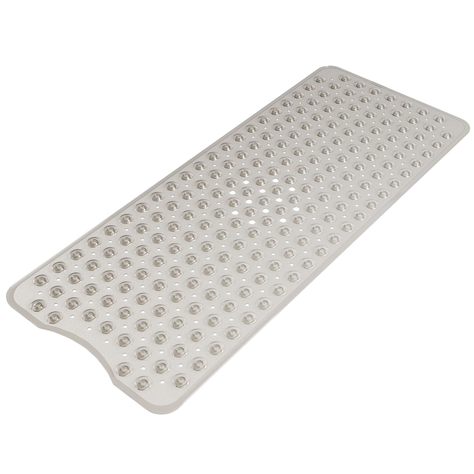 AmazerBath Shower Mat Non Slip 40 x 16 Inches, Shower Stall Mats with Suction Cups and Drain Holes, Non Slip Bath Mat for Tub for Elderly & Kids, Clear Gray