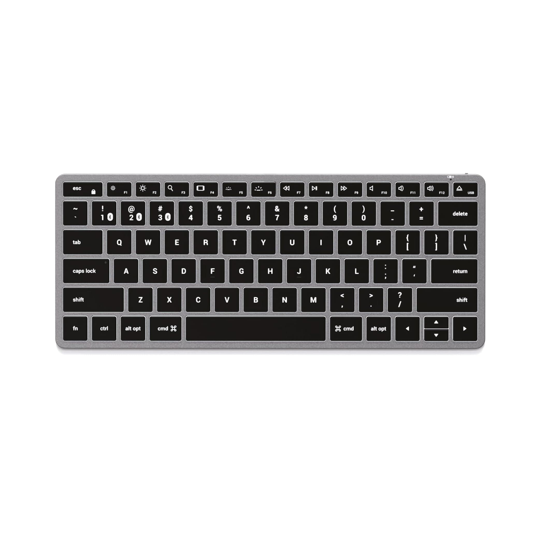 Slim X1 Bluetooth Backlit Keyboard for Mac, Illuminated Keys & Multi-Device Sync, for MacBook Air/Pro M5/M4, iPad Air/Pro M5/M4/M3, iPad mini, Mac mini, iMac - Space Gray