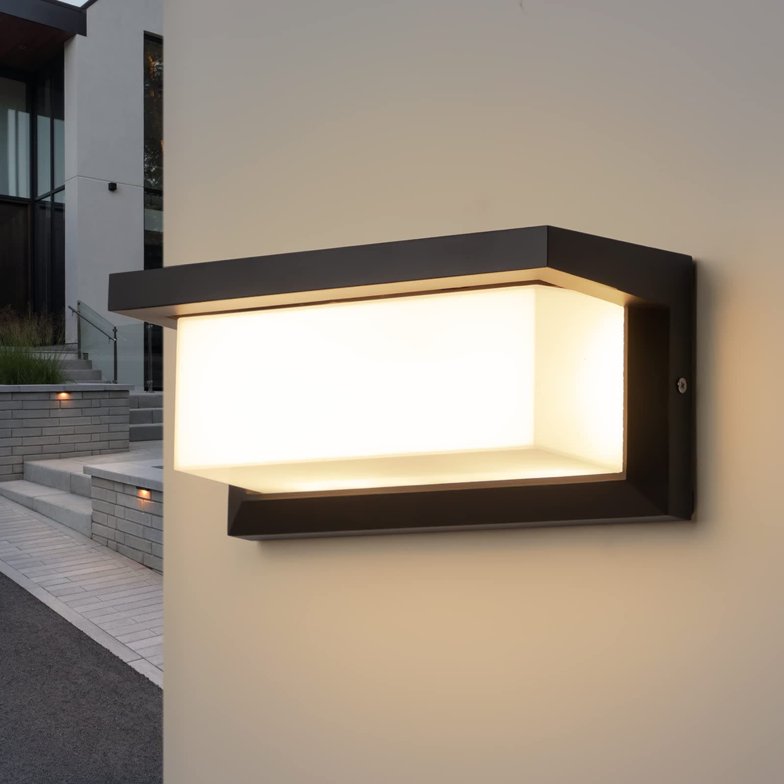 Combuh Outdoor Indoor Wall Sconce LED Modern Porch Light 3000K Waterproof IP65 Exterior Warm White Light Fixtures Wall Mount for Garden Bathroom Porch Garage