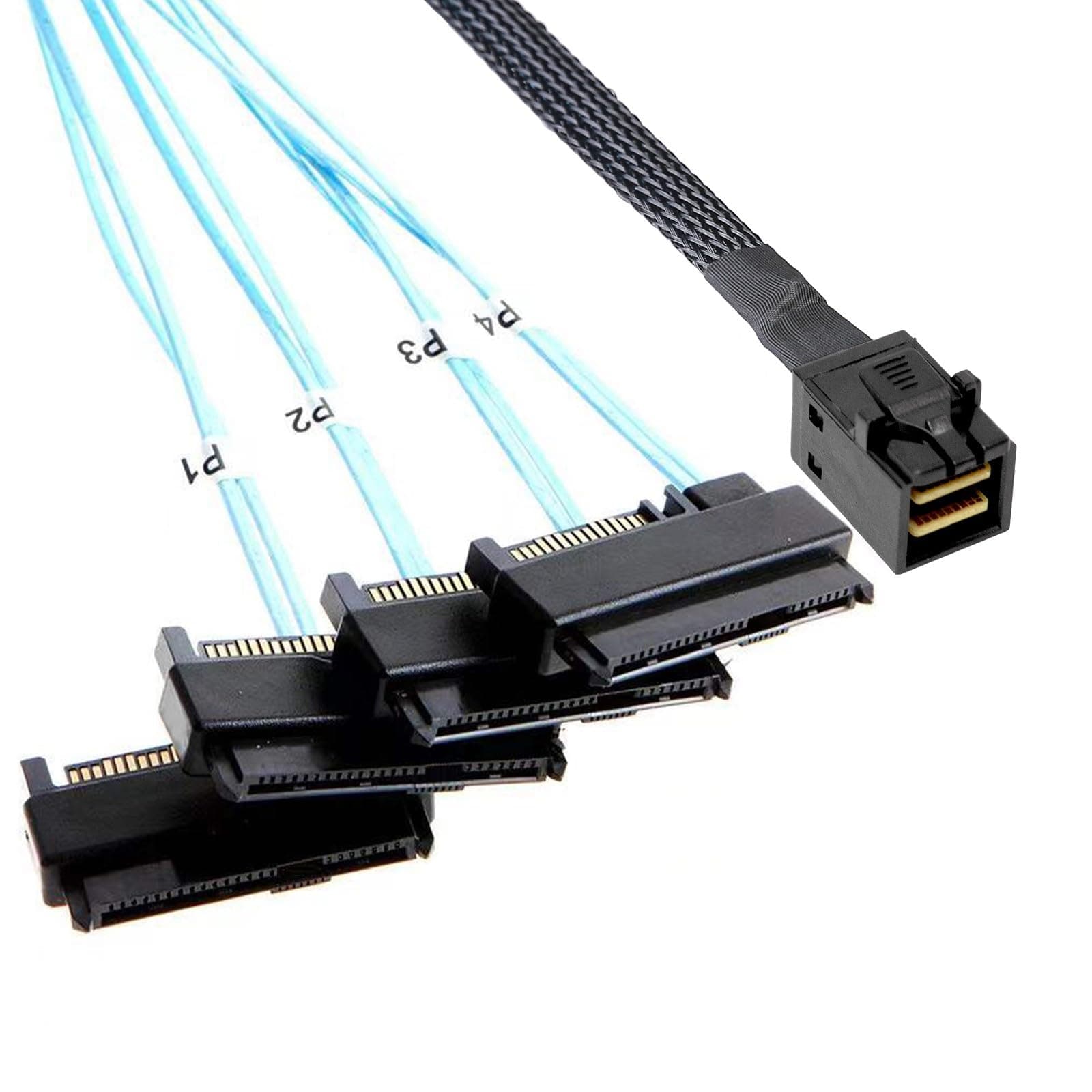 Mini SAS to SAS Cable: 1M SFF-8643 to SAS SFF-8643 to SFF-8482 Connector 4X SFF-8482 with SATA Power Adapter Cable (3.3FT)