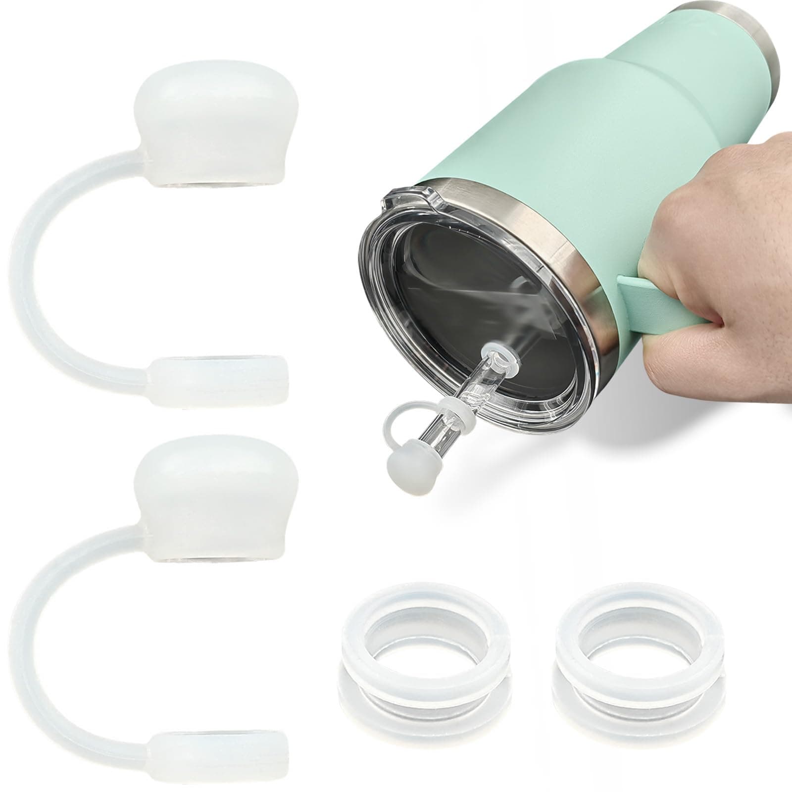 - LUOLAO Silicone Spill Stopper Compatible with YETI Straw Cup, Mug Tumbler Accessories Including 2 Straw Cover Topper Cap, 2 Leak Proof Stopper