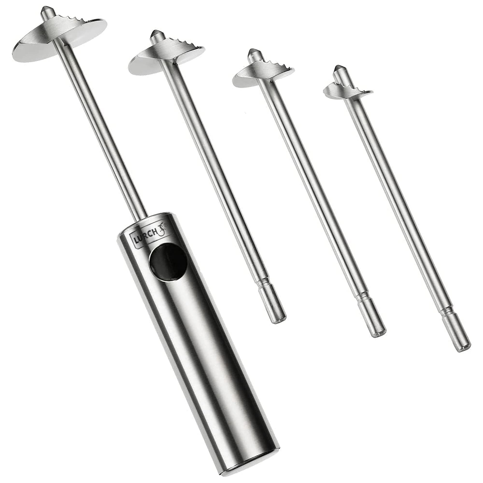 Lurch Vegetable/Fruit Core Lurch Germany Stainless Steel Vegetable Drill, Corer And Spiralizer With Handle Set 5Piece Set, Silver , 220295