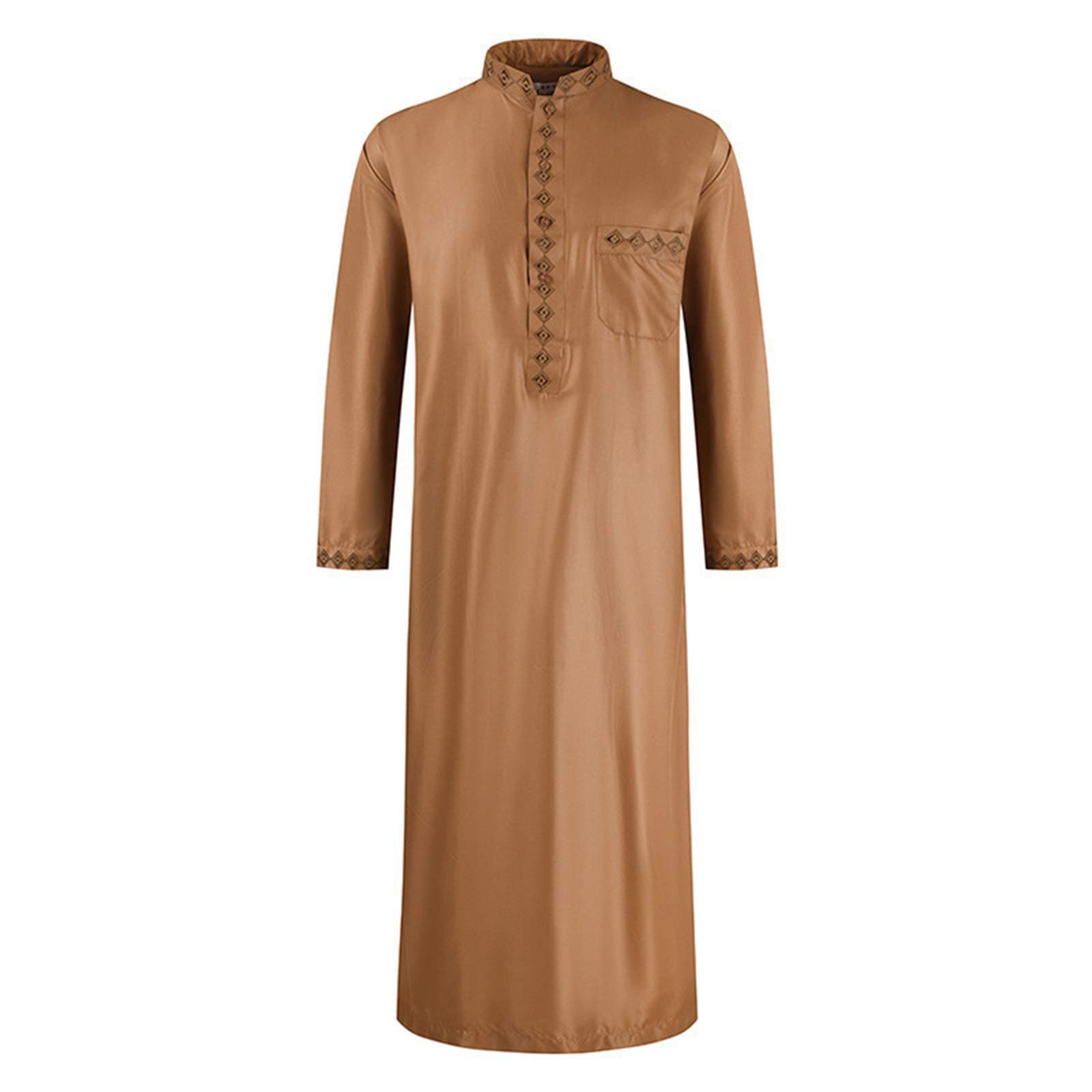 Men's Arab Muslim Dishdasha Robe - Middle East Thobe Islamic Ethnic Clothes Indian Kaftan Church Prayer Kandoura