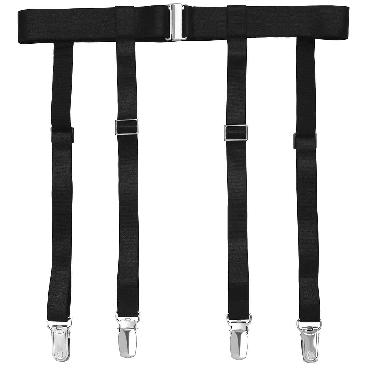 Lace Garter Belt Sexy Black Suspenders for Women Lingerie Plus Size with 4 Vintage Metal Clips for Stocking