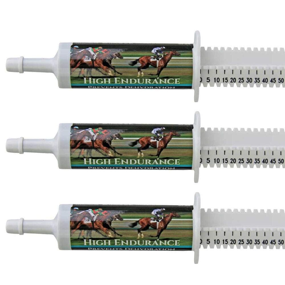 High Endurance Oral Paste Horse Supplement for Horses—3-Pack. Electrolytes, Vitamins and Minerals to Help Prevent Dehydration. Three 60-ml Easy-Dose Syringes. Cox Veterinary Lab. Made in USA.