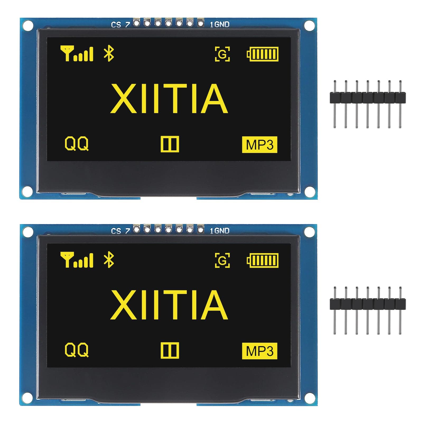 2pcs 2.42 inch 128x64 OLED LCD Display Module SSD1309 7 Pin SPI/IIC I2C Serial Interface for Arduino UNO R3 (Yellow Light)