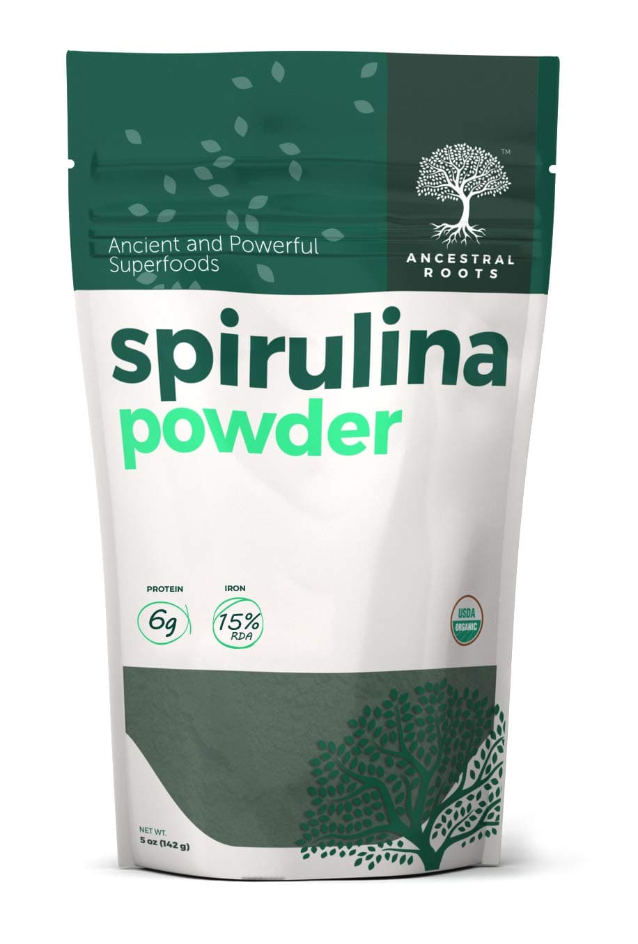 Ancestral Roots - Organic Spirulina Powder (5 oz) USDA Certified Vegan Spirulina Powder I 100% Pure Superfood for Optimal Health & Immune Support.