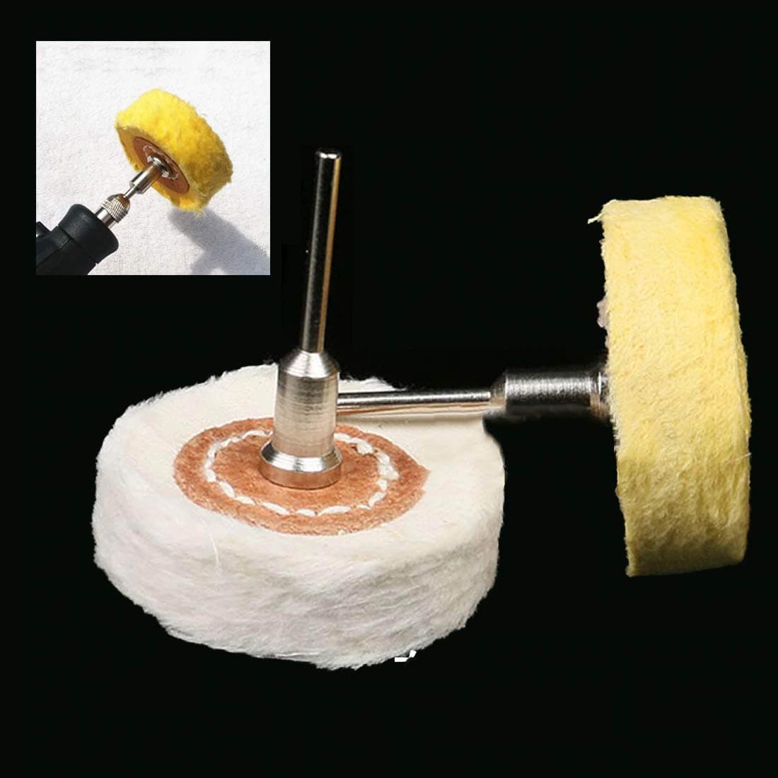 DIY Crafts Pack of 2 Piecs Set, Off-White Yellow, Rotary Tool Accessories Abrasive Tools T Style Polish Buffing Wheel Grinding Head Cloth DIY Wheel Grinder Br(Pack of 2 Piecs Set, Off-White Yellow)