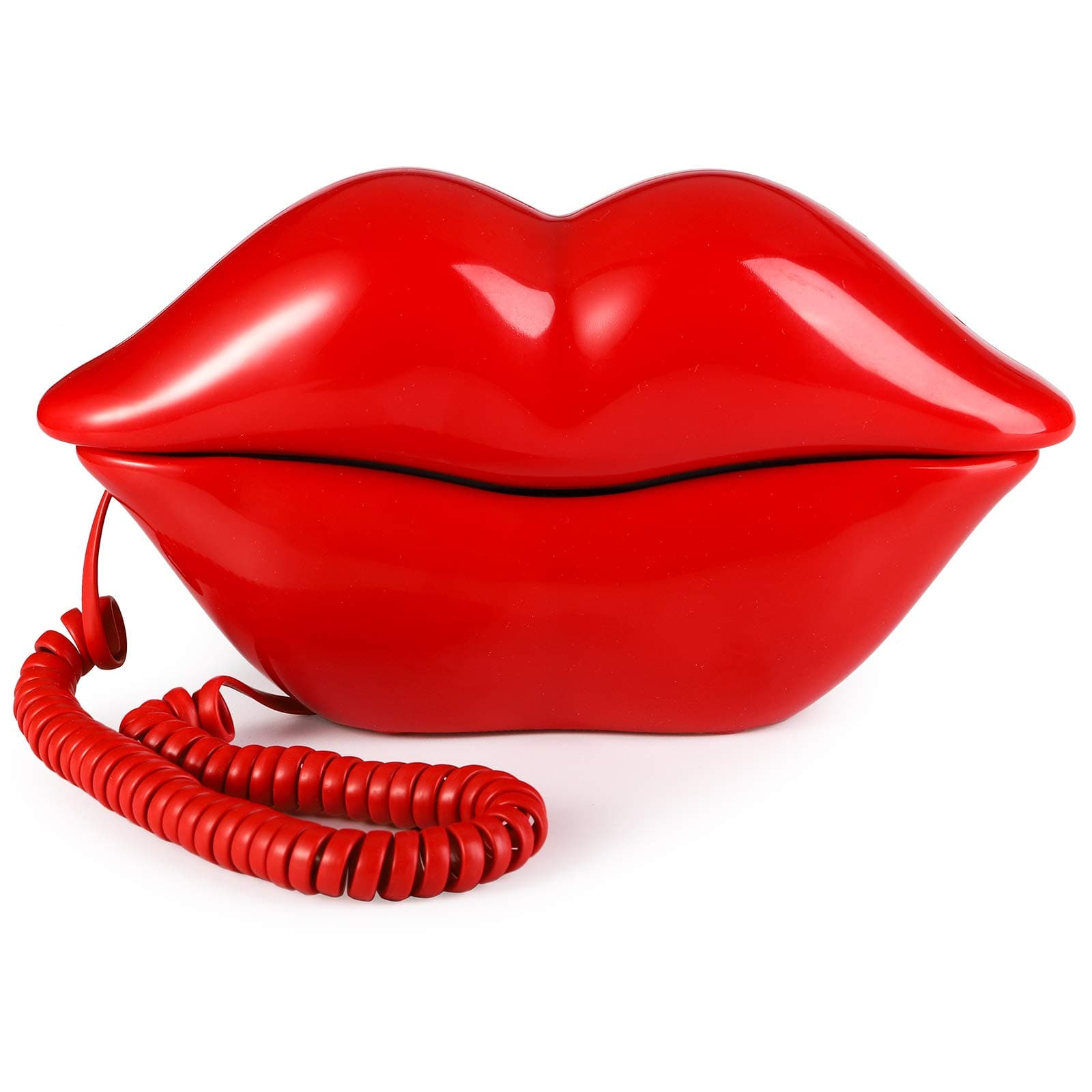 Suwimut Red Mouth Telephone, Wired Novelty Cute Sexy Lip Phone, Real Corded Lip Shaped Landline Phone Desk Corded Phone for Home Hotel Office Decor Gift