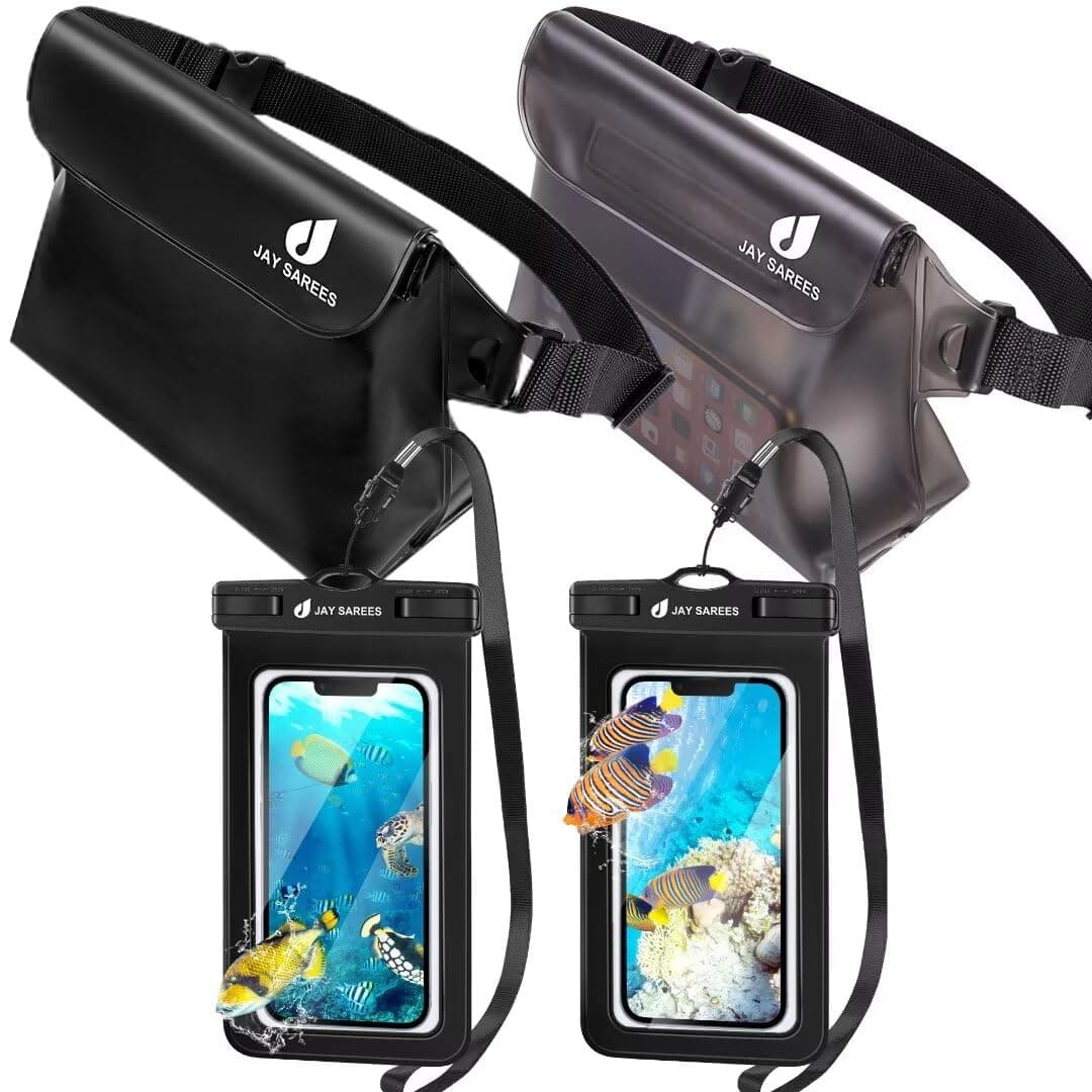 JAY SAREESWaterproof Phone Pouch Fanny Pack, Cruise Essentials 4-Piece Set, Waterproof Bag for Beach Vacation Kayak Cruise Accessories,Waterproof Phone Case iPhone Water Protector Waist Pouch for Women Men-1